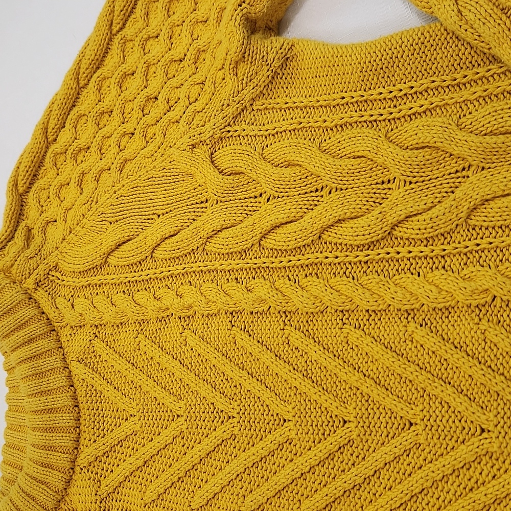 Zara Mustard Yellow Cable Knit Sweater. Size L - Picture 6 of 8